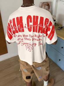 STEELVANCE Men's Slogan Print Round Neck Casual Loose T-Shirt - Multicolor - View 5