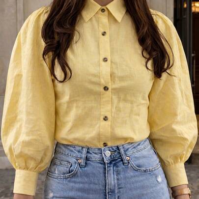 Blusa dama mujer femenino manga larga cuello botones bonita comoda fiesta reuniones cita celebraciones ligera moderna formal suave fresca atemporal casual