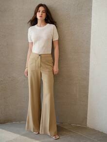 MOTF PREMIUM UNIQUE DELICATE HOLLOW-OUT JACQUARD KNIT SHORT SLEEVE SOFT & LIGHTWEIGHT KNIT TOP - White - View 5