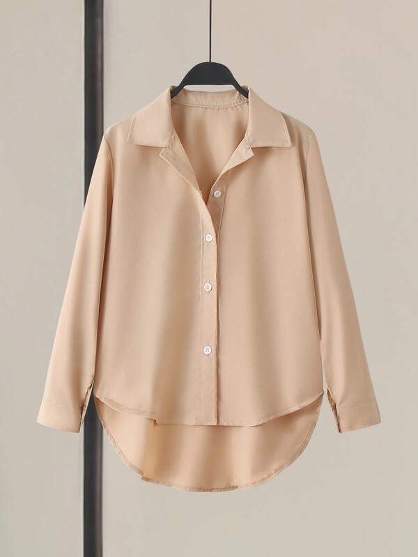 SHEIN Oversized Casual Loose Mid-Length Shirt For Tween Girls