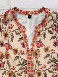 SHEIN Women's Woven Printed Summer Casual Shirt - Khaki - View 4