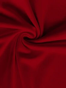SHEIN VCAY Plus Size Women's Solid Color Round Neck Pleated Casual Versatile Daily Wear Blouse - Red - View 5