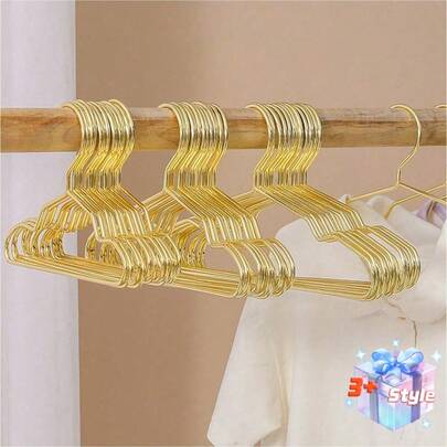 一套十个宠物猫狗衣架宠物专用电镀金属衣架金色，中号和小号可选。