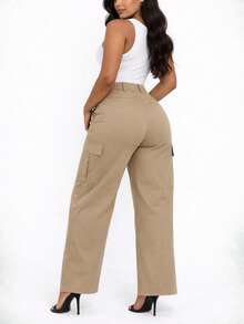Pantalón de vestir con bolsas de cargo - Camel - Ver 3