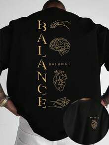 Manfinity Men's Casual Letter Print T-Shirt, Summer - Black - View 1