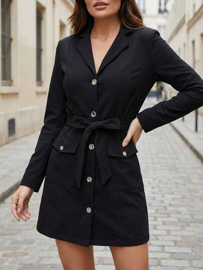 Vestido blazer para mujer, corte tipo saco, sin mangas, doble botón decorativo, integrado con short, prenda elegante, Vestido Blazer con short incluido, Chaleco largo y short cuello V con solapa, diseño elegante y moderno, prenda versátil para oficina o trabajo, traje sofisticado para eventos especiales, cómodo fresco eleganate día noche fiesta evento jardín primavera verano día noche fiesta evento calle diario