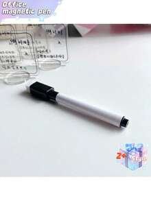 3/10pcs Black Erasable Magnetic Writing Marker Pen, Water-Based Erasable Whiteboard Pen For Blackboard, Wet Erasable Led Light Board Pen With Felt, Erasable Dustless Chalk For Blackboard, Magnetic Wiper Dry-Erase Marker With Brush, Erasable Sign Pen, Water-Based Whiteboard Pen Best Gifts Birthday - Multicolor - View 6