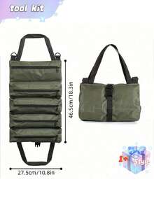 1pc Heavy-Duty Roll-Up Tool Bag - Oxford Fabric Organizer, Suitable For Mechanics, Electricians, Carpenters, Etc. -, Portable, Stylish Industrial Gear With Multiple Compartments, Tool Storage Organizer - Multicolor - View 2