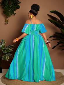 Maweii Plus Size Sexy Off-Shoulder Cinched Waist Dress, Flattering Fit, Suitable For Halloween, Spring/Summer - Multicolor - View 2