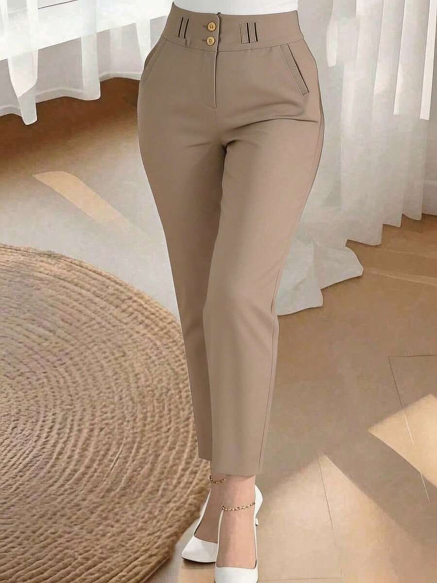Pantalon de vestir formal oficina - Caqui - Ver 1