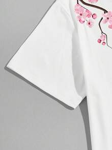 Manfinity Joysei 男士休闲樱花印花T恤短裤套装，夏季 - 彩色 - 查看 6