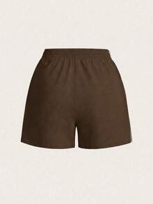 Comfortcana Quần short nữ cỡ lớn, cạp chun, kiểu dáng thường ngày, đa năng. - Màu nâu Sô-cô-la - Xem 2