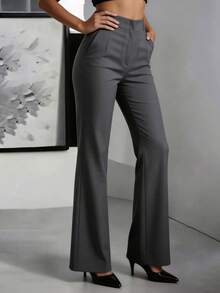Pantalon de vestir  pinza acampanado - Gris - Ver 3