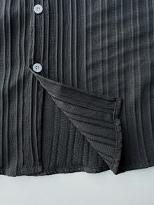 Solantero 前扣短袖休闲夏季衬衫短裤套装 - 黑色 - 查看 5