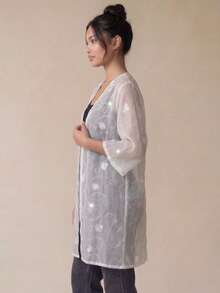 Kimono Blanco Ligero con Diseño Texturizado - Ivory - Ver 5