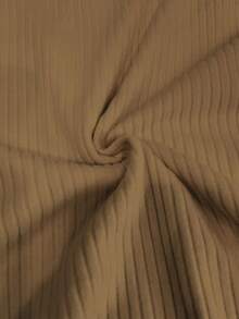 Almamuse 大码纯色短袖圆领T恤 - 卡其色 - 查看 3