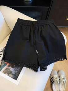 Resyla 女士常规款黑色蕾丝边短裤 - 黑色 - 查看 1