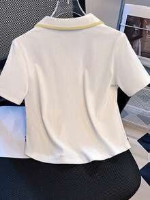 Resyla Blusa de uso diario versátil con bordado de limón para mujer - Multicolor - Ver 2