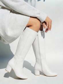 Botas para dama Tacón bajo Clásicas Formales - Blanco - Ver 2