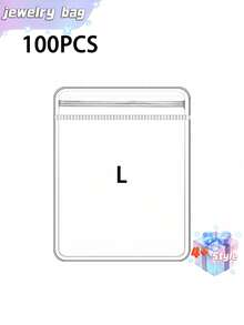 SHEIN 100 个 PVC 透明可重复密封珠宝袋，带拉链，抗氧化，防止失去光泽，用于存放耳环、项链、珠宝、小礼品、配饰派对礼品袋，透明拉链袋防氧化珠宝包装袋（珠宝）收纳盒 - 無色 - 查看 14