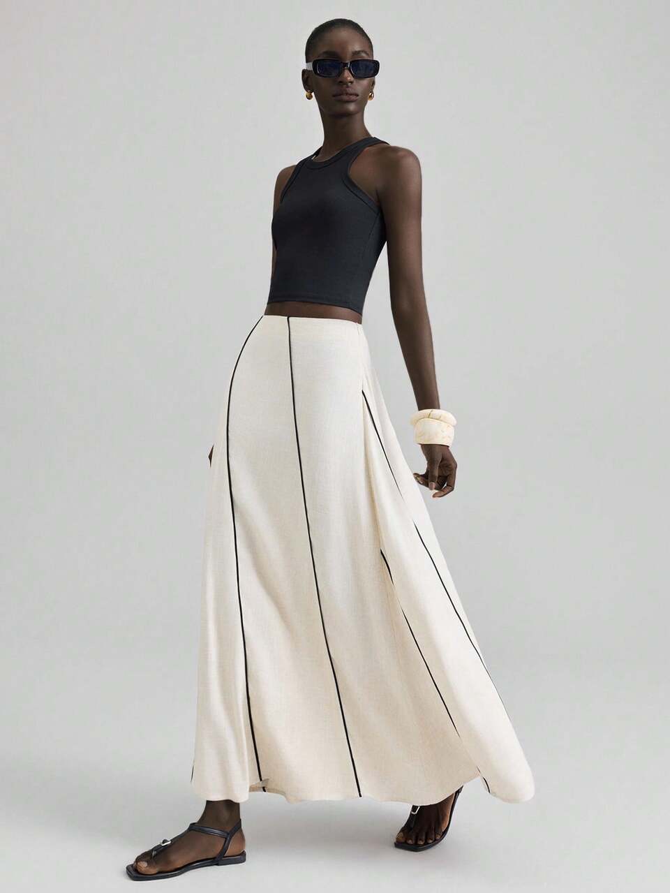 2026 Spring/Summer New Women's Skirt, Suitable For Beach, Holiday, Country Style, Country Music Festival, Back To School, Valentine's Day, Vacation, Wedding Guest, Business Casual, Retro Elegant Versatile, All-Match Apparel, Nashville Style, High-Waisted Long Fashionable Skirt, Suitable For Independence Day, Beach, Vacation, Graduation, Office