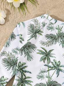 SHEIN Bộ đồ bơi liền thân cho bé gái tuổi teen, in hình cây dừa xanh, thích hợp cho bơi lội, mùa hè và kỳ nghỉ biển. - màu xanh lá - Xem 6