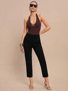 Olia Maree Olia Maree Women's Casual Solid Color All-Match Pocket Pants - Black - View 6