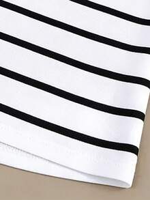 EMERY ROSE Camiseta de mujer de manga corta con cuello en V y estampado de rayas, con diseño de cremallera metálica, para verano - Multicolor - Ver 4