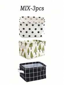 1pc Christmas Mini Lingerie Storage Box, Linen Storage Box, Desktop Organizer, Cosmetic Storage Basket, Lingerie Storage Basket, Autumn/Winter Fabric Storage Box, Highly Functional, Suitable For Year-End Stocking, Halloween Clothing, Socks, And Wardrobe Storage, Foldable Storage - Multicolor - View 9