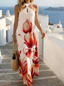 Balvessa Women's Printed Halter Dress For Vacation - Multicolor - View 5