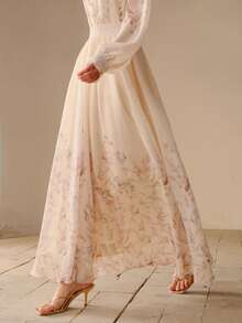 MOTF PREMIUM 女士优雅浪漫淑女风莱赛尔纤维半身裙，春夏款 - 杏色 - 查看 4