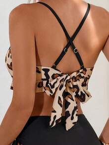 Costavie Women's Sexy Backless Swimsuit Set With Ruffled Hem And Leopard Print, Suitable For Beach Vacation - Multicolor - View 6