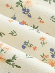 SHEIN MOD Plus Size Ditsy Floral Print Strappy Dress, Summer - Yellow - View 5