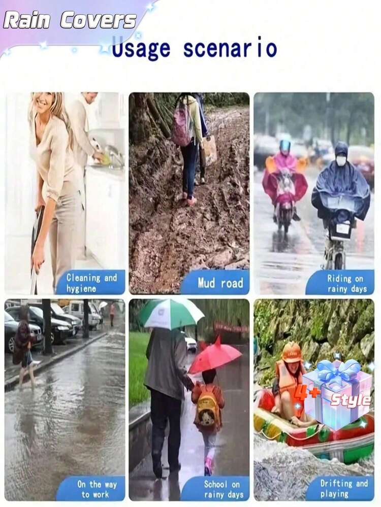 10/50Pcs 45Cm High Unisex Disposable Waterproof Shoe Covers, Thickened Waterproof, Anti-Slip And Dustproof Shoe Covers, Easy To Carry, Suitable For Gardening, Outdoor, Rainy Day Riding, School, Office, Home, Travel - 彩色 - 查看 6