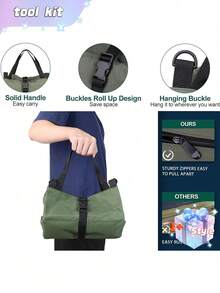 1pc Heavy-Duty Roll-Up Tool Bag - Oxford Fabric Organizer, Suitable For Mechanics, Electricians, Carpenters, Etc. -, Portable, Stylish Industrial Gear With Multiple Compartments, Tool Storage Organizer - Multicolor - View 5
