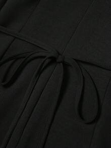 GlowEve Đầm nữ cổ chữ V, phối ren hoa, tay loe, chất liệu chiffon mỏng, eo thon, thích hợp cho mùa xuân/hè. - màu đen - Xem 7