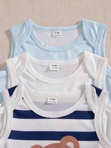 Souflis Souflis 3件套男婴夏季藏蓝色可爱小熊印花连体衣 - 彩色 - 查看 3