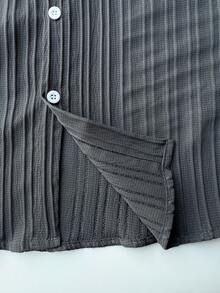 Surfspeed 夏季休闲短袖衬衫短裤套装，前扣设计 - 深灰色 - 查看 5