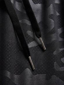Sport MetroGents Men's Camouflage Bull Head Print Drawstring Waist Double Layer Sports Shorts, Gym - Black - View 3