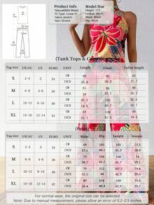 Breezaya Women's Bohemian Tropical Print Halter Neck 2 Pieces Set, Spring/Summer - Pink - View 3