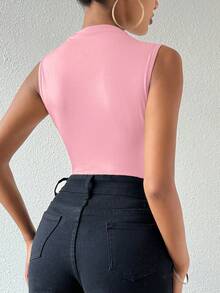 VaVaBold Women's Sleeveless Ruched Bodysuit - Pink - View 2