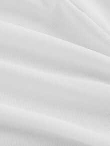 SHEIN MOD 加大码 V 领喇叭袖系蝴蝶结衬衫喇叭袖上衣白色衬衫白色 - 白色 - 查看 4