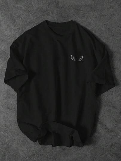 Sport MetroGents 男士翅膀印花圆领短袖运动T恤，夏季