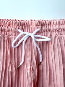 Surfspeed Front Button Short Sleeve Casual Summer Shirt And Shorts Set - Pink - View 7