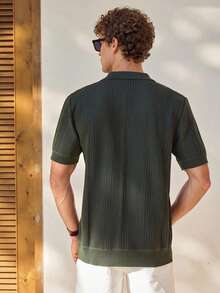 Manfinity CityGents Camisa tipo polo de manga corta y cuello casual de punto llana para hombre - Verde - Ver 2