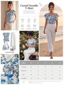 GlowEve CURVE Áo kiểu nữ cỡ lớn họa tiết hoa nhí, thích hợp cho ngày Valentine. - Màu xanh lam - Xem 2