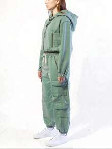 Juego de pants rompevientos tipo cargo - Verde - Ver 3