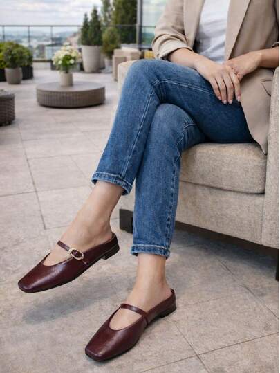 Flats Mule Mary Jane con Hebilla Dorada – Elegantes, Cómodos y Súper de moda 2026