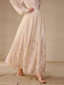 MOTF PREMIUM 女士优雅浪漫淑女风莱赛尔纤维半身裙，春夏款 - 杏色 - 查看 6