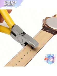 1pc Universal Handheld Belt Punch Tool For Belts, Shoelaces, Watch Straps, Men's Valentine's Day, Valentine's Day Wedding, Birthday, Pliers, Tools, Binder Clips - Yellow - View 2